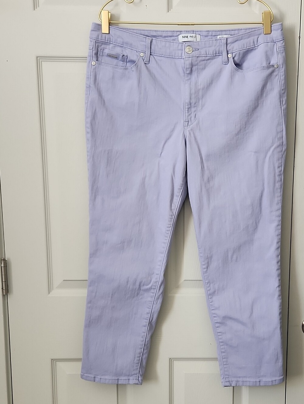 Nine West Purple Lavender Gramercy Cropped  Jeans Silver Embelishments Womens 14